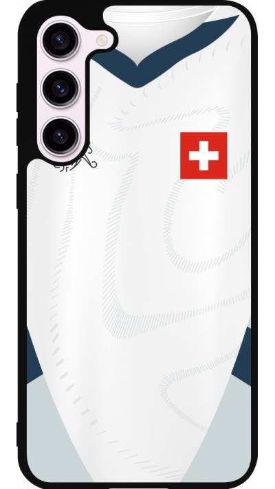 Coque Samsung Galaxy S23+ - Silicone rigide noir Maillot de football Suisse Extérieur personnalisable