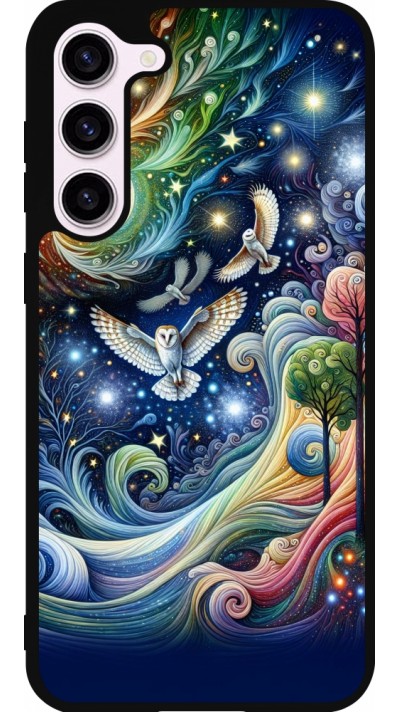 Samsung Galaxy S23+ Case Hülle - Silikon schwarz Fliegender Blumen-Eule