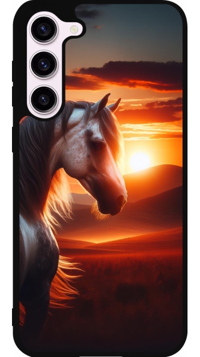 Samsung Galaxy S23+ Case Hülle - Silikon schwarz Majestätischer Sonnenuntergang Pferd