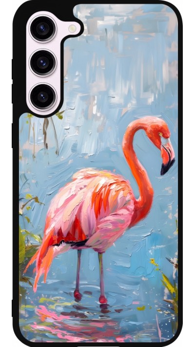 Samsung Galaxy S23+ Case Hülle - Silikon schwarz Paint Flamingo