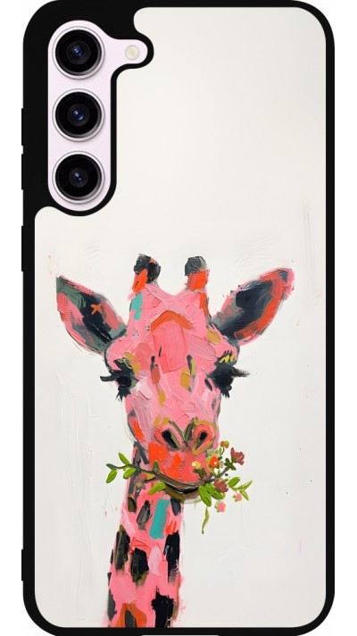 Samsung Galaxy S23+ Case Hülle - Silikon schwarz Pink Girafe Paint