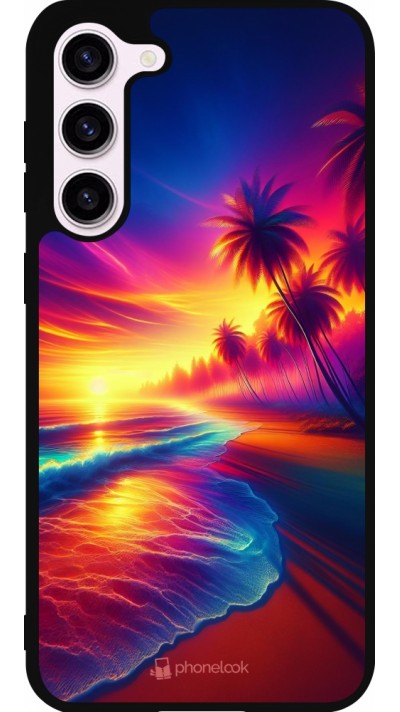 Samsung Galaxy S23+ Case Hülle - Silikon schwarz Strand Sonnenuntergang auffällig