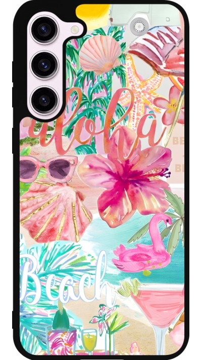 Samsung Galaxy S23+ Case Hülle - Silikon schwarz Preppy Collage Aloha