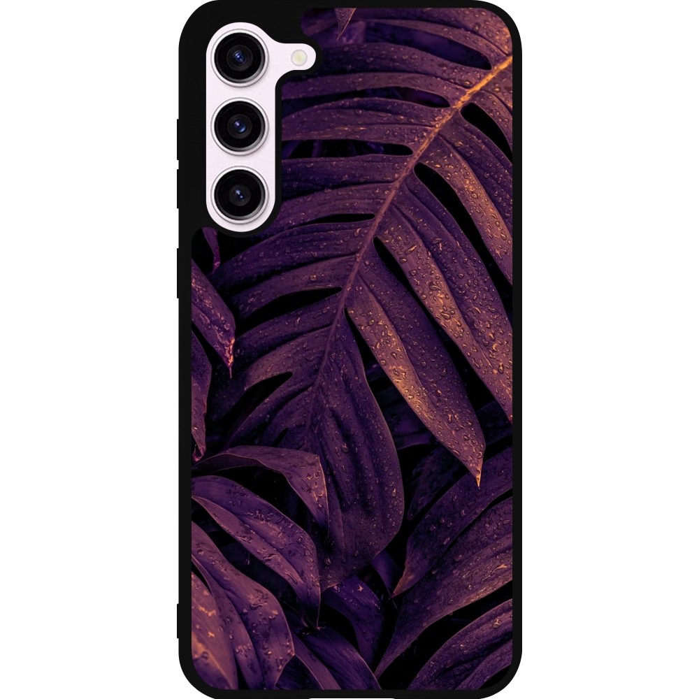 Samsung Galaxy S23+ Case Hülle - Silikon schwarz Purple Light Leaves