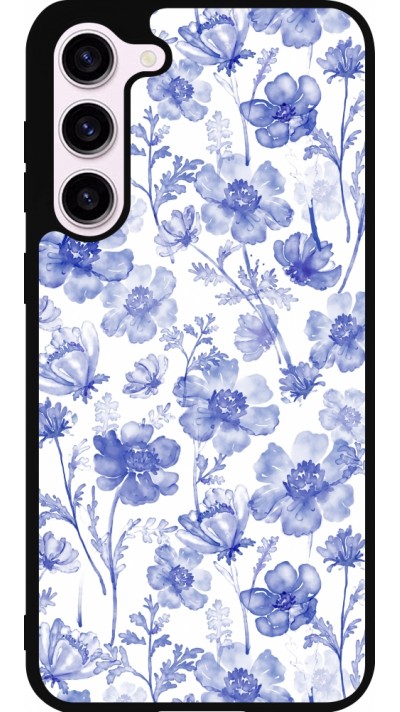 Samsung Galaxy S23+ Case Hülle - Silikon schwarz Spring 23 watercolor blue flowers