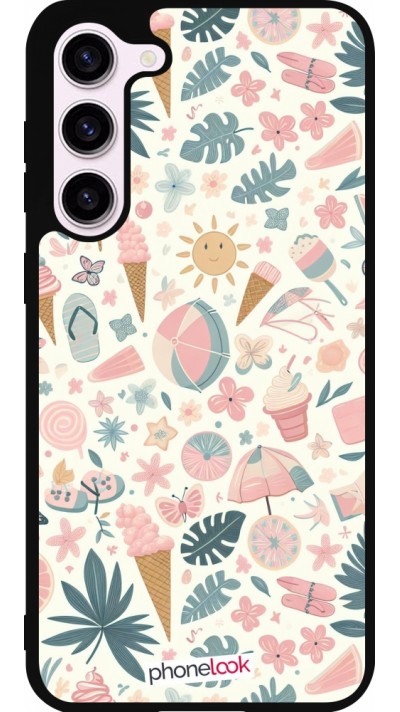 Samsung Galaxy S23+ Case Hülle - Silikon schwarz Sommer Pink Muster