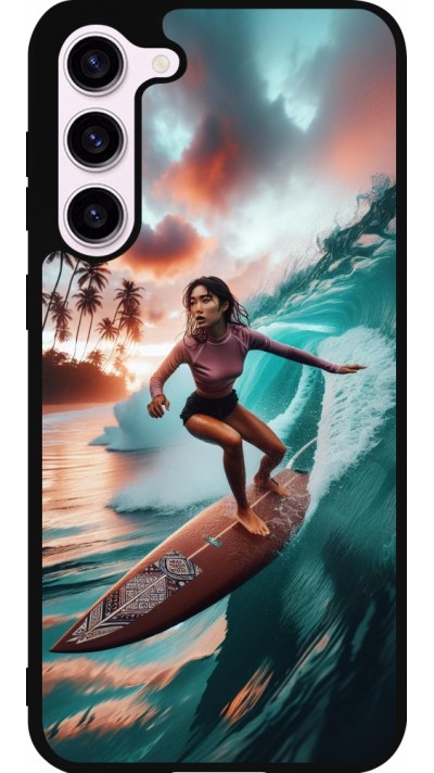 Samsung Galaxy S23+ Case Hülle - Silikon schwarz Surferin aus Bali