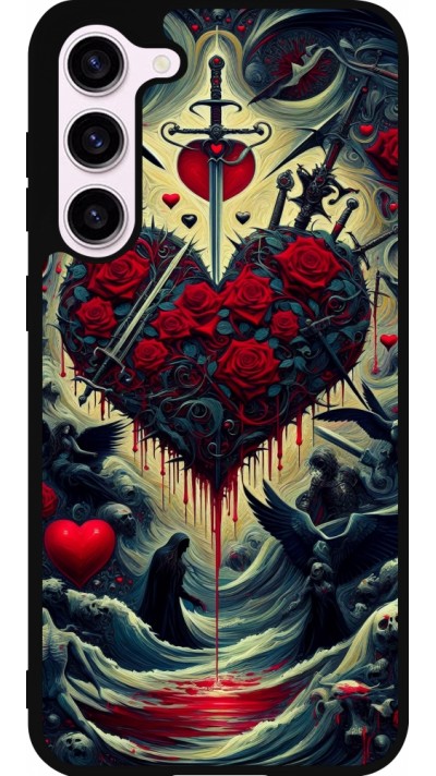 Samsung Galaxy S23+ Case Hülle - Silikon schwarz Dunkle Liebe Herz Blut