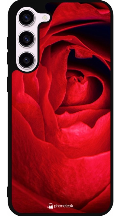 Samsung Galaxy S23+ Case Hülle - Silikon schwarz Valentine 2022 Rose