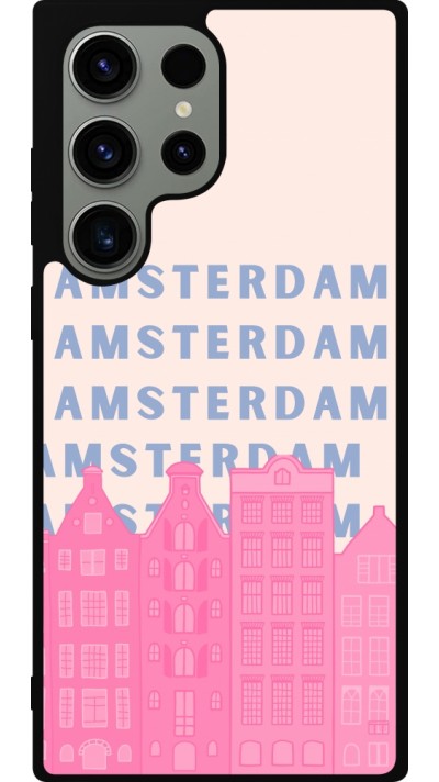 Samsung Galaxy S23 Ultra Case Hülle - Silikon schwarz Amsterdam Pink Print