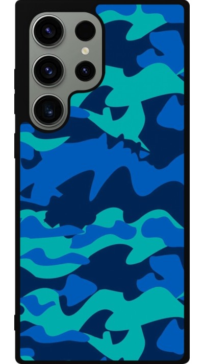 Samsung Galaxy S23 Ultra Case Hülle - Silikon schwarz Camo Blue