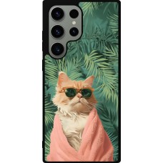 Samsung Galaxy S23 Ultra Case Hülle - Silikon schwarz Cat Summer Palms