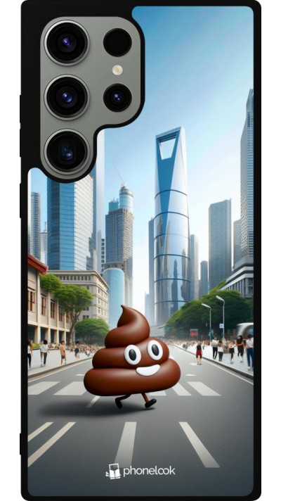 Samsung Galaxy S23 Ultra Case Hülle - Silikon schwarz Kackhaufen Emoji Spaziergang