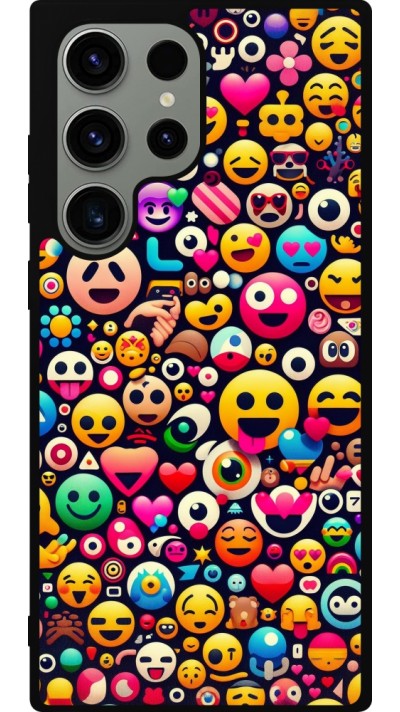 Samsung Galaxy S23 Ultra Case Hülle - Silikon schwarz Emoji Mix Farbe