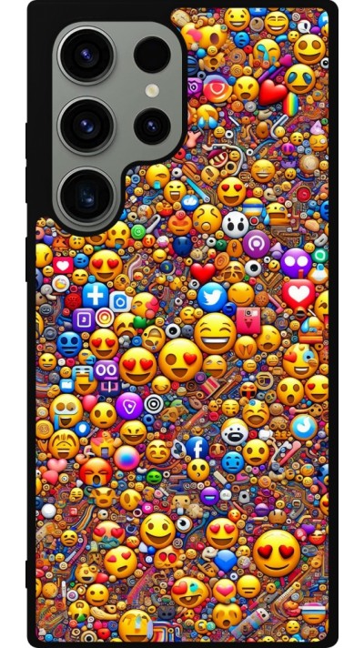 Samsung Galaxy S23 Ultra Case Hülle - Silikon schwarz Emoji gemischt