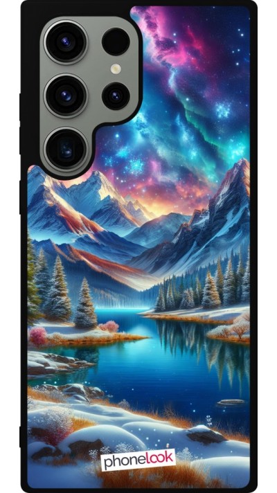 Samsung Galaxy S23 Ultra Case Hülle - Silikon schwarz Fantasiebergsee Himmel Sterne