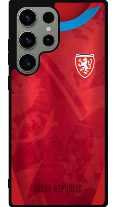Coque Samsung Galaxy S23 Ultra - Silicone rigide noir Maillot de football République Tchèque personnalisable
