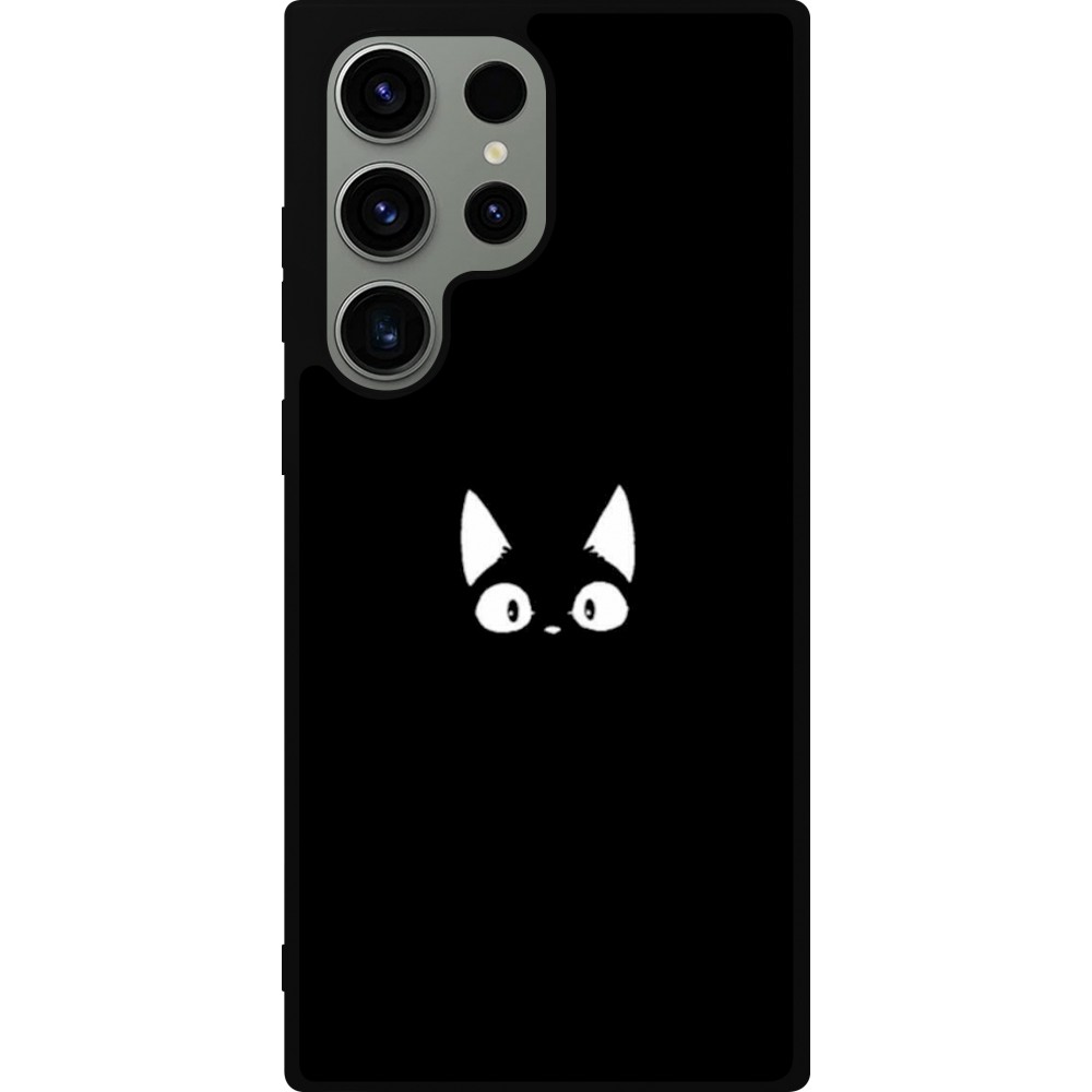 Samsung Galaxy S23 Ultra Case Hülle - Silikon schwarz Funny cat on black