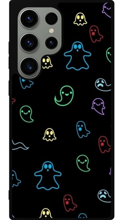 Samsung Galaxy S23 Ultra Case Hülle - Silikon schwarz Halloween 2024 colorful ghosts