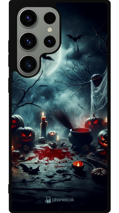 Samsung Galaxy S23 Ultra Case Hülle - Silikon schwarz Halloween 2024 Dunkler Mond