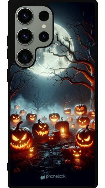 Samsung Galaxy S23 Ultra Case Hülle - Silikon schwarz Halloween 2024 Viele Kuerbisse