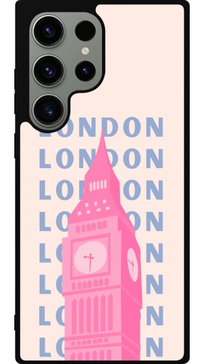 Samsung Galaxy S23 Ultra Case Hülle - Silikon schwarz London Pink Print