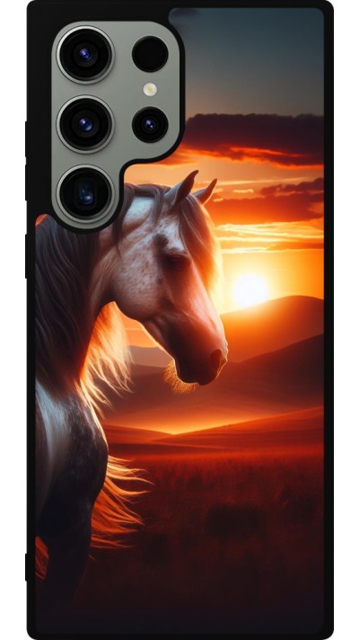 Samsung Galaxy S23 Ultra Case Hülle - Silikon schwarz Majestätischer Sonnenuntergang Pferd