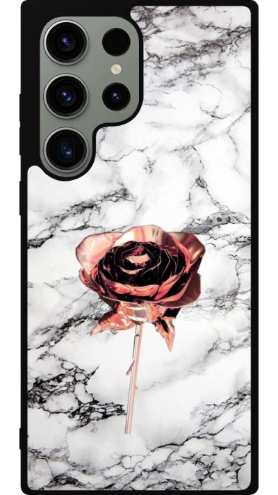 Samsung Galaxy S23 Ultra Case Hülle - Silikon schwarz Marble Rose Gold