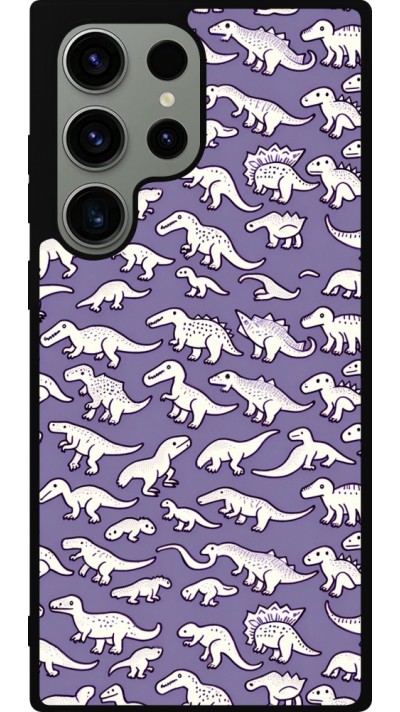 Samsung Galaxy S23 Ultra Case Hülle - Silikon schwarz Mini-Dino-Muster violett