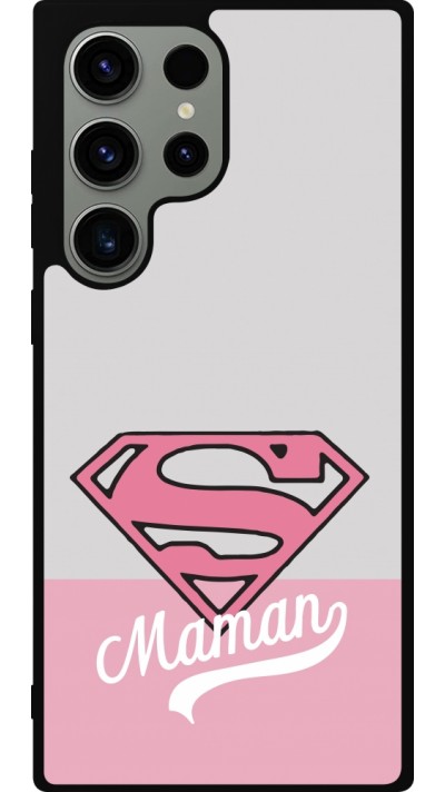 Samsung Galaxy S23 Ultra Case Hülle - Silikon schwarz Mom 2024 Super hero maman