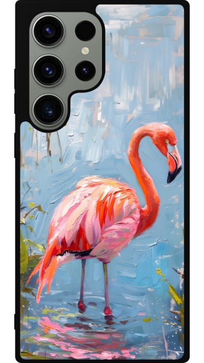 Samsung Galaxy S23 Ultra Case Hülle - Silikon schwarz Paint Flamingo