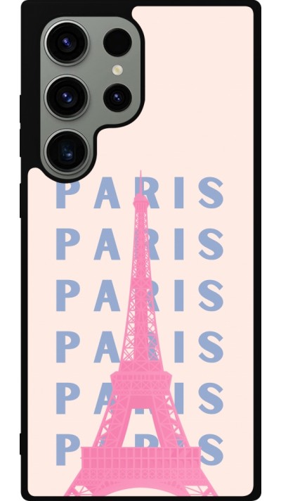 Samsung Galaxy S23 Ultra Case Hülle - Silikon schwarz Paris Pink Print