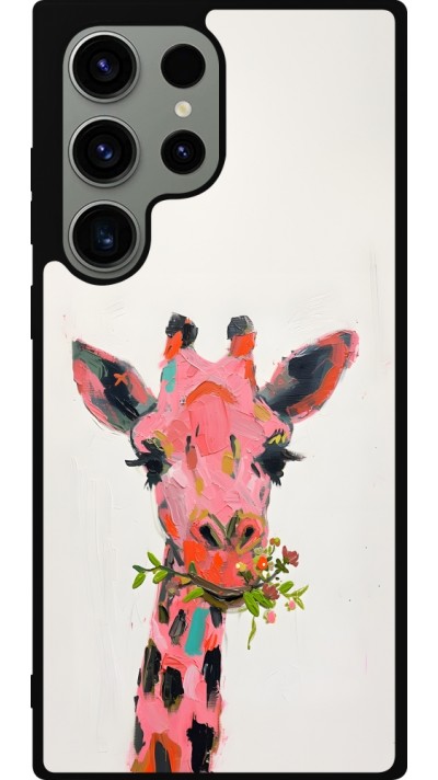 Samsung Galaxy S23 Ultra Case Hülle - Silikon schwarz Pink Girafe Paint