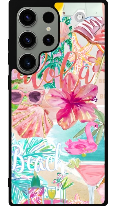 Samsung Galaxy S23 Ultra Case Hülle - Silikon schwarz Preppy Collage Aloha