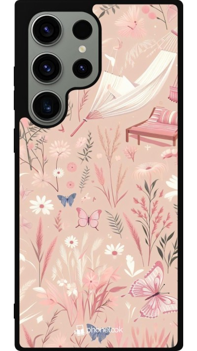 Samsung Galaxy S23 Ultra Case Hülle - Silikon schwarz Sommer Pastellmuster