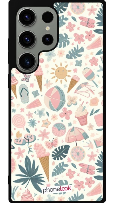 Samsung Galaxy S23 Ultra Case Hülle - Silikon schwarz Sommer Pink Muster