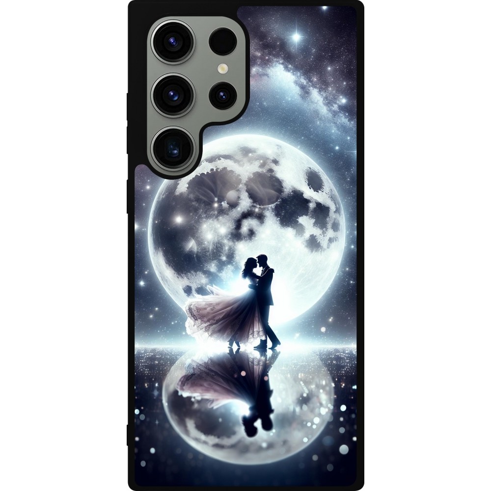 Samsung Galaxy S23 Ultra Case Hülle - Silikon schwarz Valentin 2024 Liebe unter dem Mond