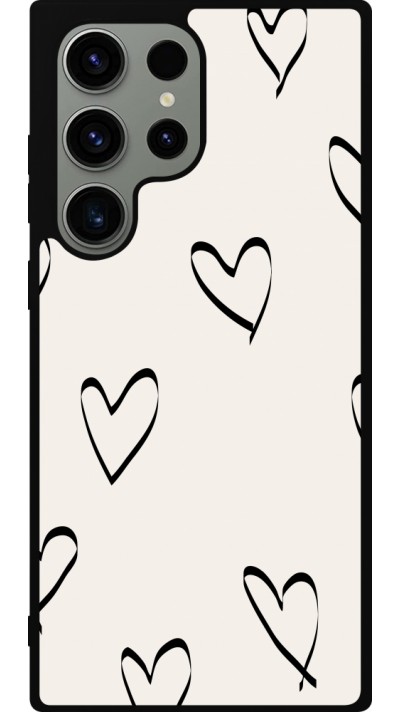 Samsung Galaxy S23 Ultra Case Hülle - Silikon schwarz Valentine 2023 minimalist hearts