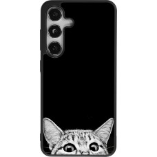 Samsung Galaxy S24 Case Hülle - Silikon schwarz Cat Looking Up Black