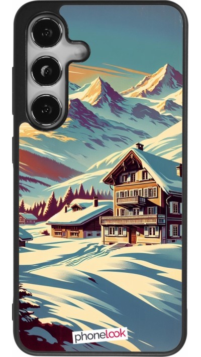 Samsung Galaxy S24 Case Hülle - Silikon schwarz Chalet Berg verschneit