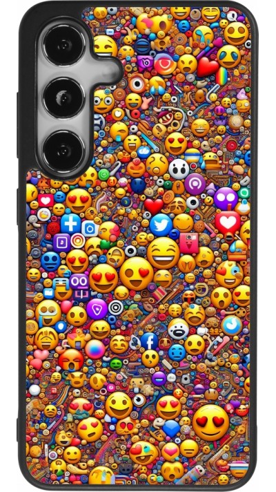 Samsung Galaxy S24 Case Hülle - Silikon schwarz Emoji gemischt