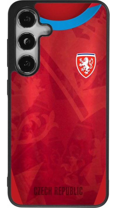Coque Samsung Galaxy S24 - Silicone rigide noir Maillot de football République Tchèque personnalisable