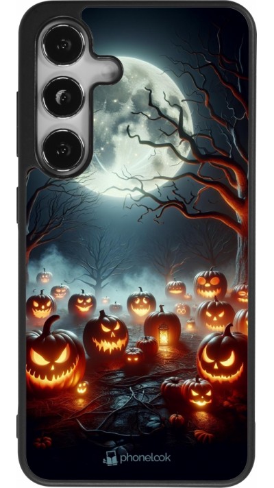 Samsung Galaxy S24 Case Hülle - Silikon schwarz Halloween 2024 Viele Kuerbisse