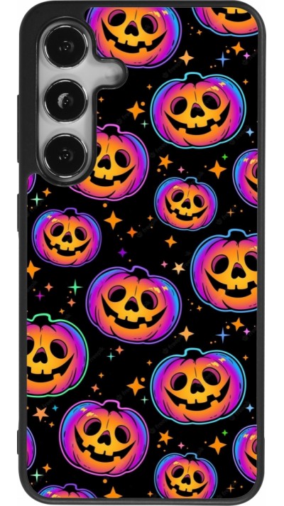 Samsung Galaxy S24 Case Hülle - Silikon schwarz Halloween 2024 rainbow pumpkins