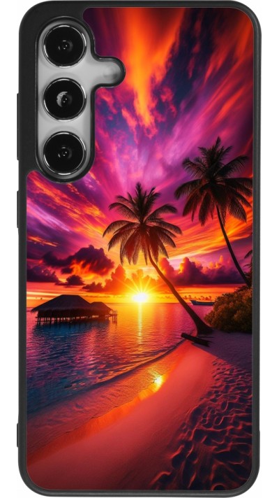 Samsung Galaxy S24 Case Hülle - Silikon schwarz Malediven Abenddämmerung Glückseligkeit