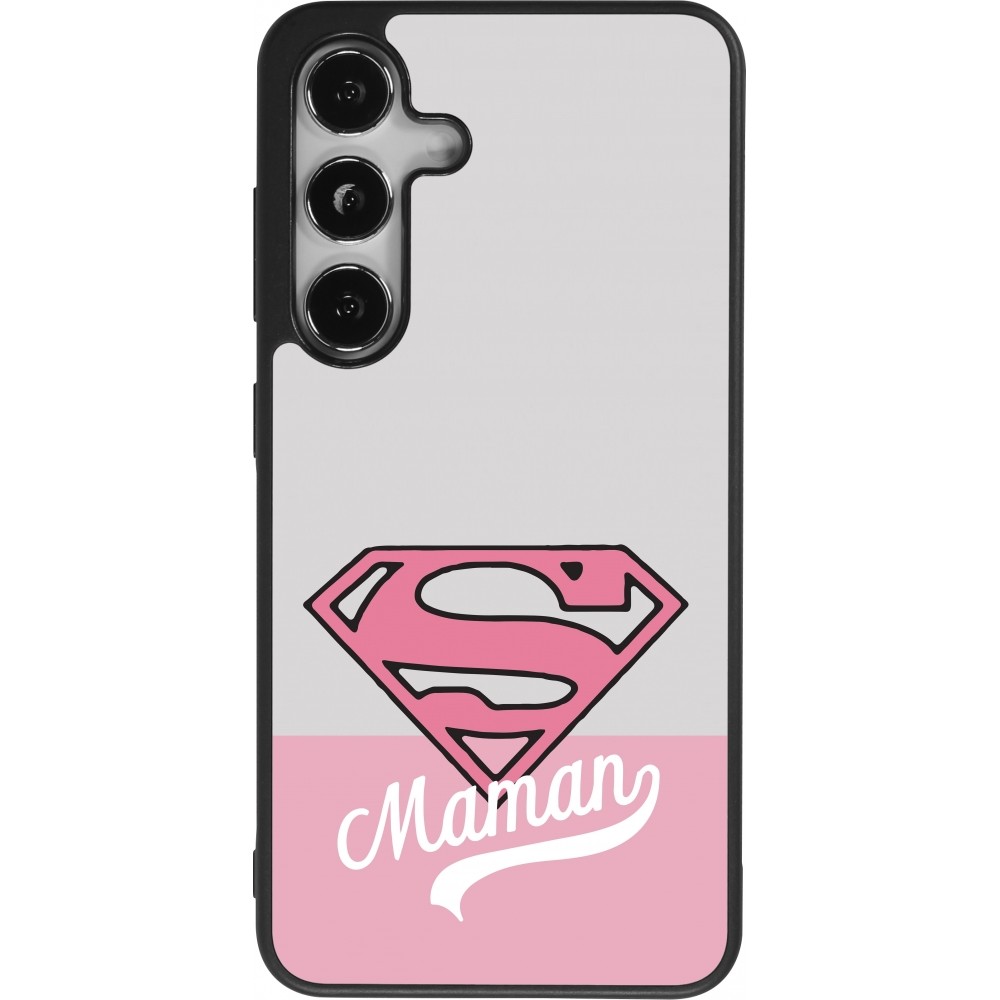 Samsung Galaxy S24 Case Hülle - Silikon schwarz Mom 2024 Super hero maman