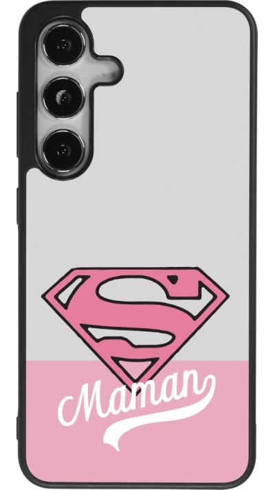 Samsung Galaxy S24 Case Hülle - Silikon schwarz Mom 2024 Super hero maman