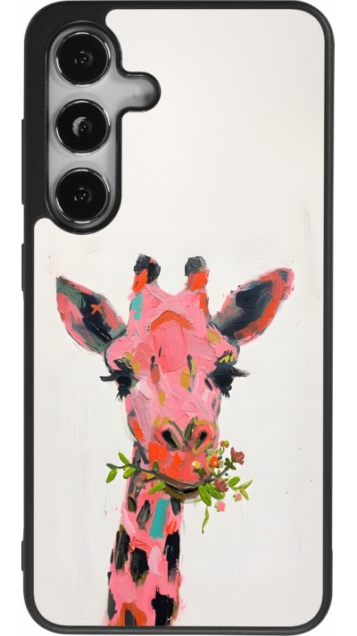 Samsung Galaxy S24 Case Hülle - Silikon schwarz Pink Girafe Paint