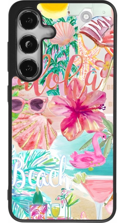 Samsung Galaxy S24 Case Hülle - Silikon schwarz Preppy Collage Aloha