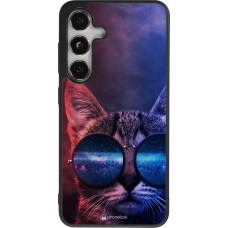 Samsung Galaxy S24 Case Hülle - Silikon schwarz Red Blue Cat Glasses